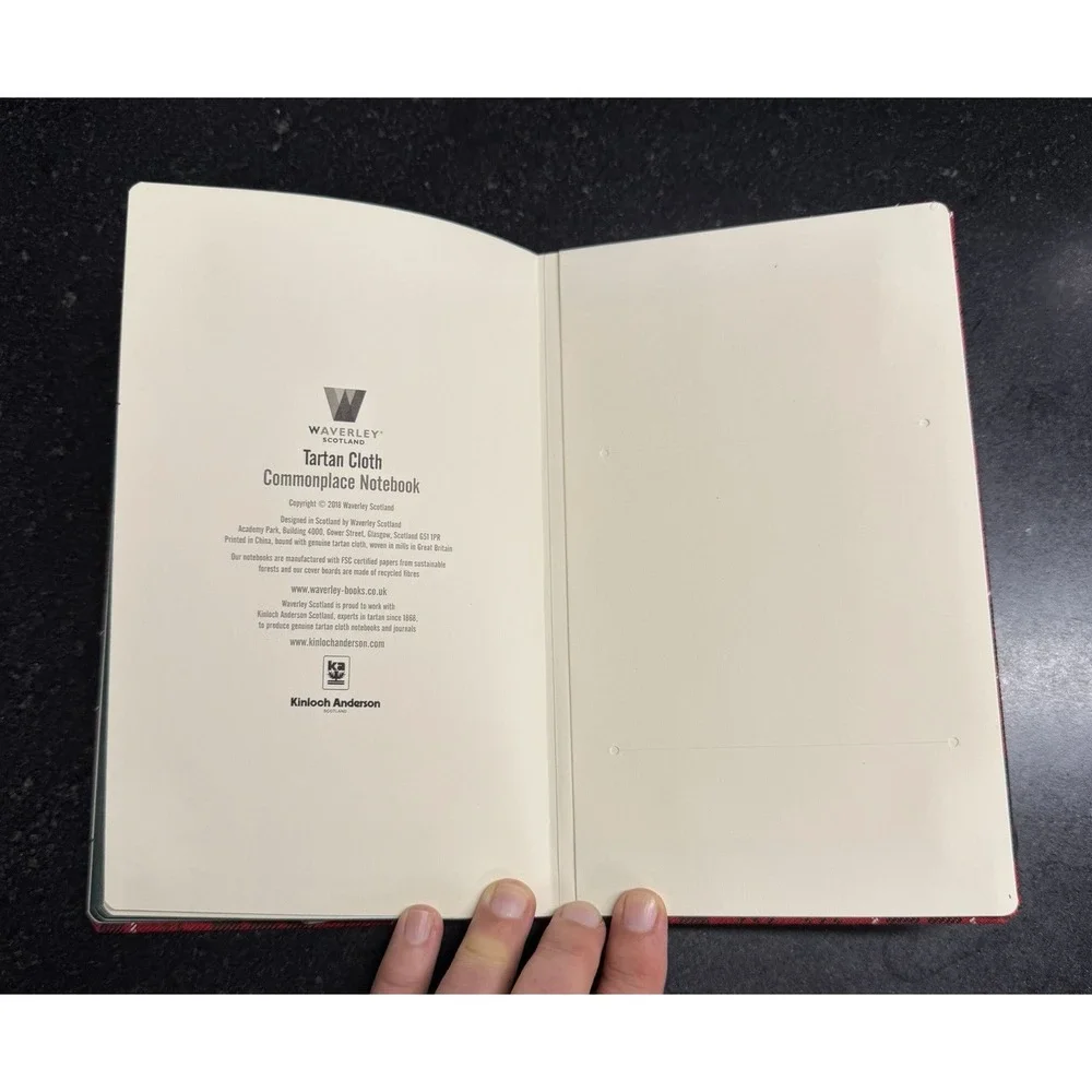 Waverley Scotland MacRae Modern Red Tartan Cloth Notebook Kinloch Anderson 8.5